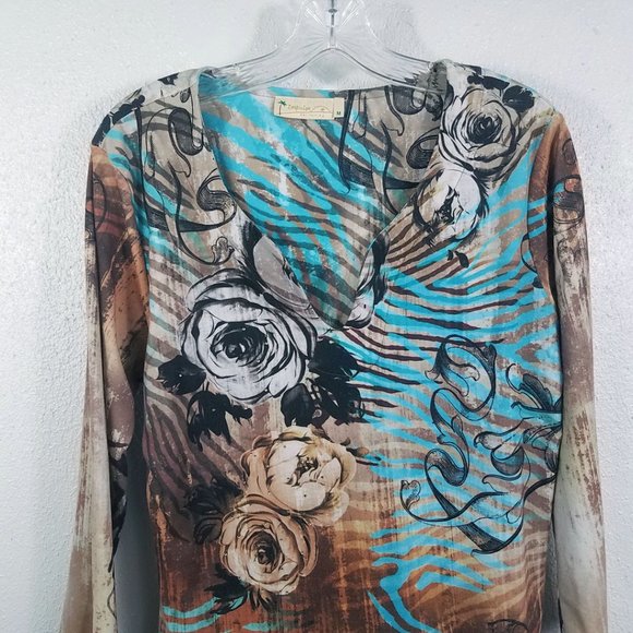 Impulse Women's Black Rose Shirt Top Blouse - Picture 2 of 13